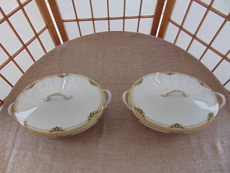 Antique Noritake Serving Bowls With Lids Morimura Nippon Etsy