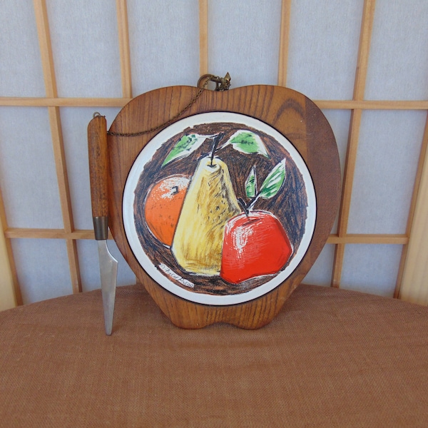 Apple Shaped Fred Press Cheese Board with Knife Fall Colors