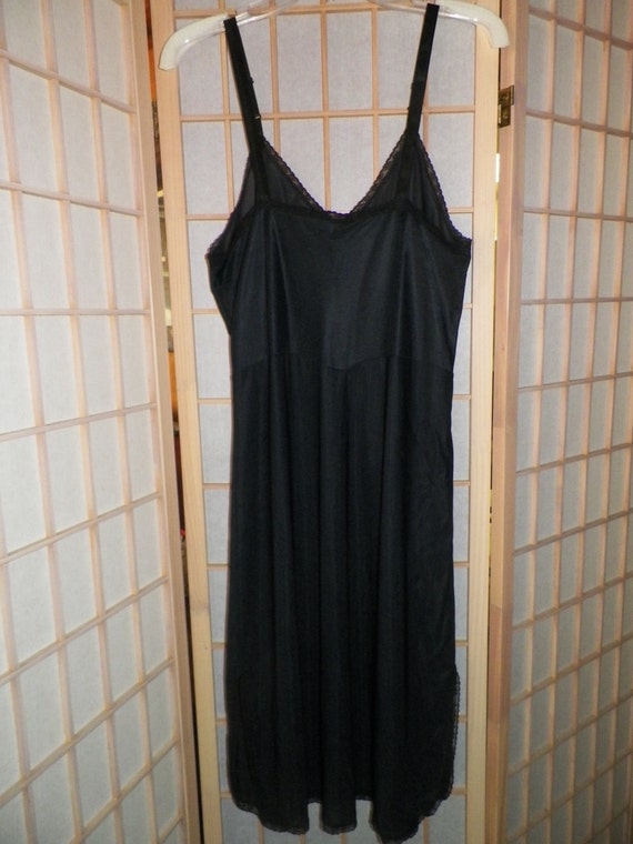 Dutchmaid Black Nylon Full Slip Night Gown Linger… - image 2