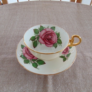 Royal Grafton Fine Bone China Rose Tea Cup and Saucer With Gold Trim Made In England