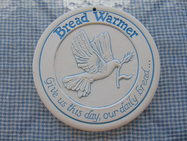 Lyn Ulick Ceramic Bread Warmer Give Us This Day Our Daily Bread Etsy
