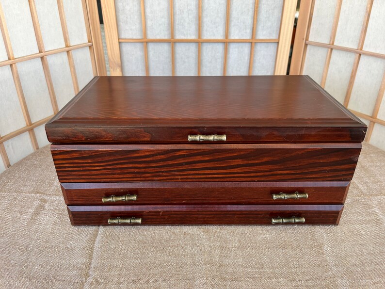 Vintage Wooden Jewelry Box With Hidden Compartment Etsy