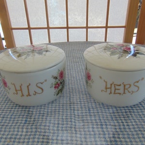 Lefton His and Hers Hand Painted Trinket Dishes with Lids
