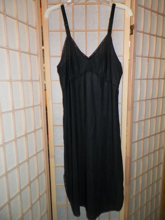Dutchmaid Black Nylon Full Slip Night Gown Linger… - image 5