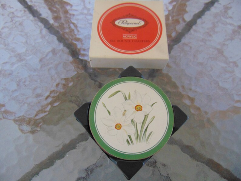 Pimpernel Six Round Acrylic Coasters Narcissus by Lys De Bray Etsy Sweden