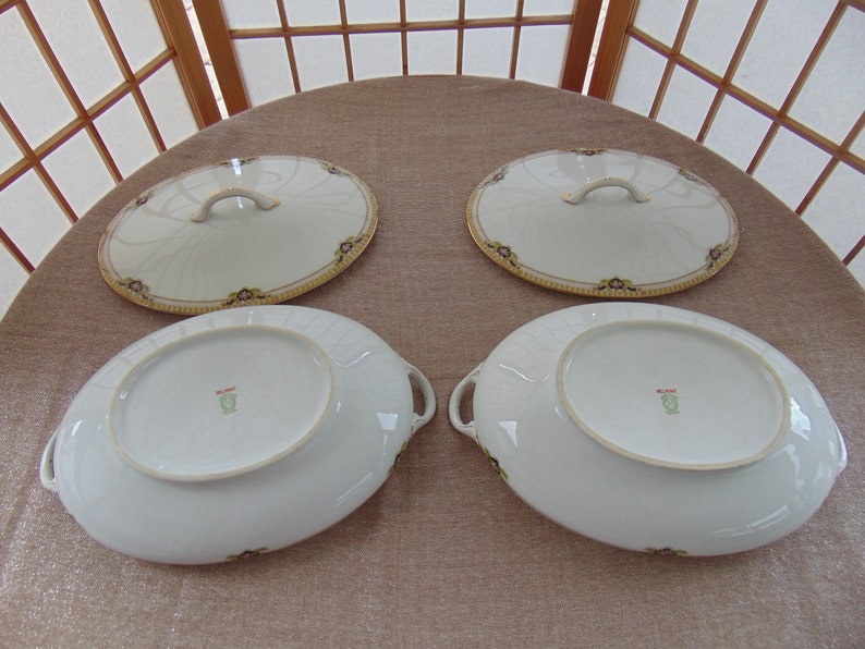 Antique Noritake Serving Bowls With Lids Morimura Nippon Etsy