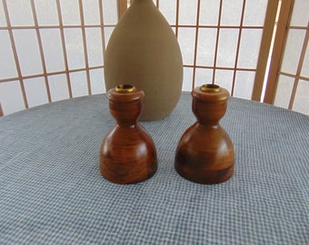 Mid Century Solid American Walnut Candle Holders