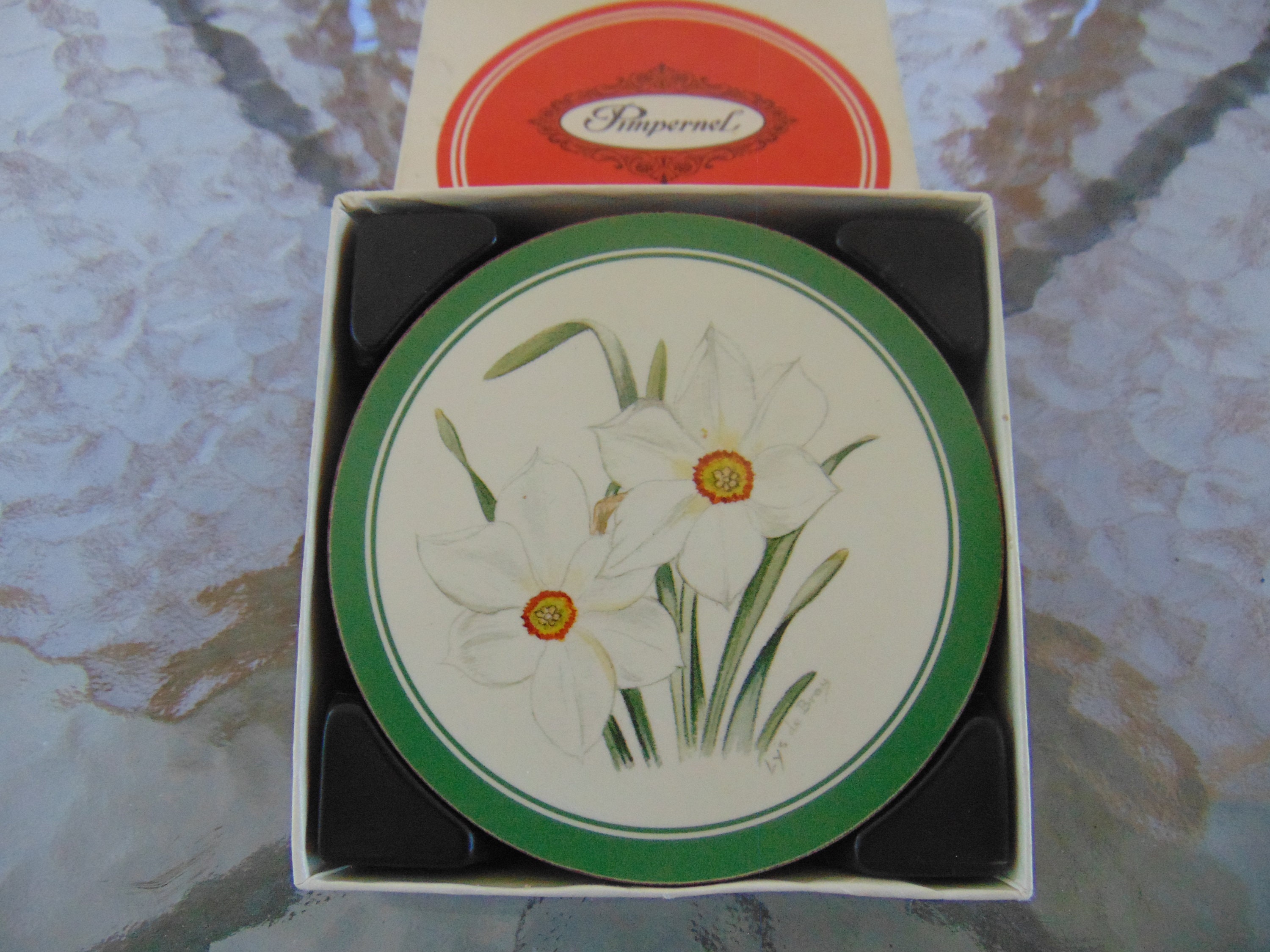 Pimpernel Six Round Acrylic Coasters Narcissus by Lys De Bray Etsy