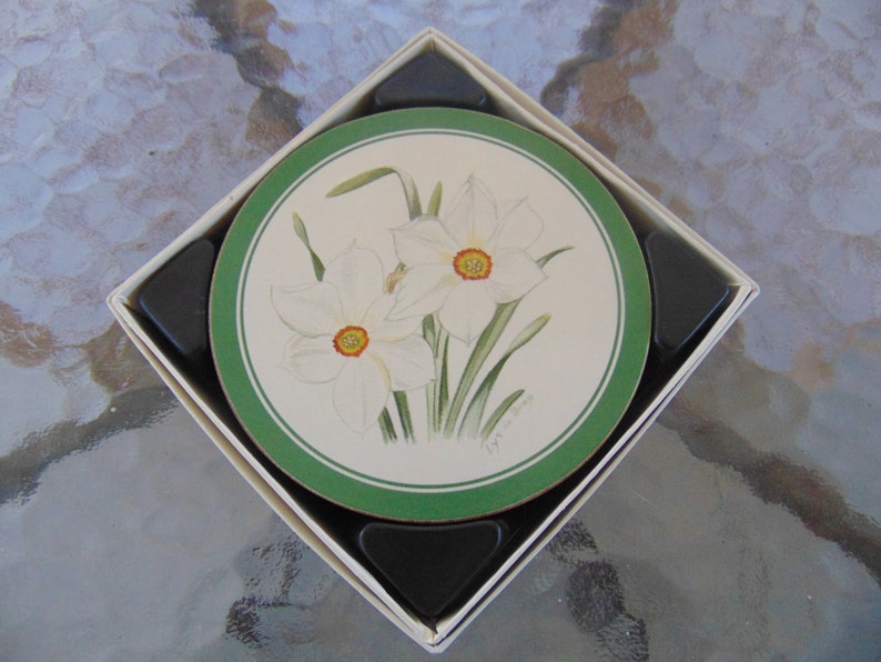Pimpernel Six Round Acrylic Coasters Narcissus by Lys De Bray Etsy