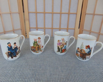 Norman Rockwell Collectible Mugs Set of Four