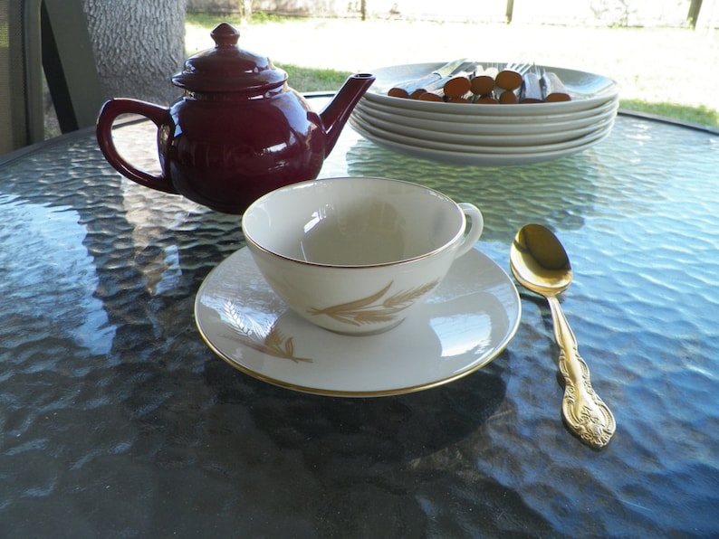 Lenox Fine China Wheat Gold Trimmed Tea Cup and Saucer Etsy