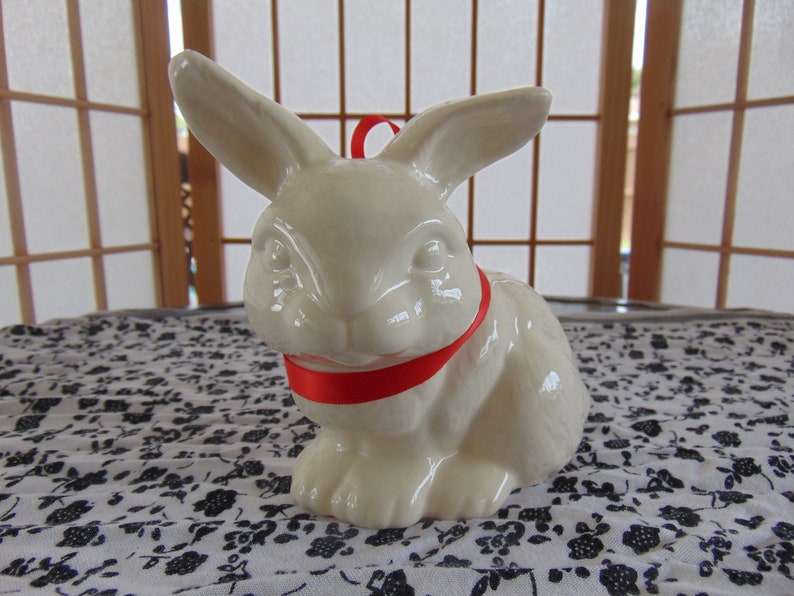 White Ceramic Easter Bunny - Etsy