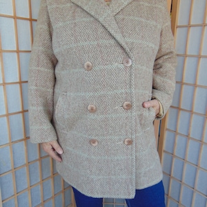 Double Breasted Herman Kay Tweed Wool Car Coat Ladies Size 10