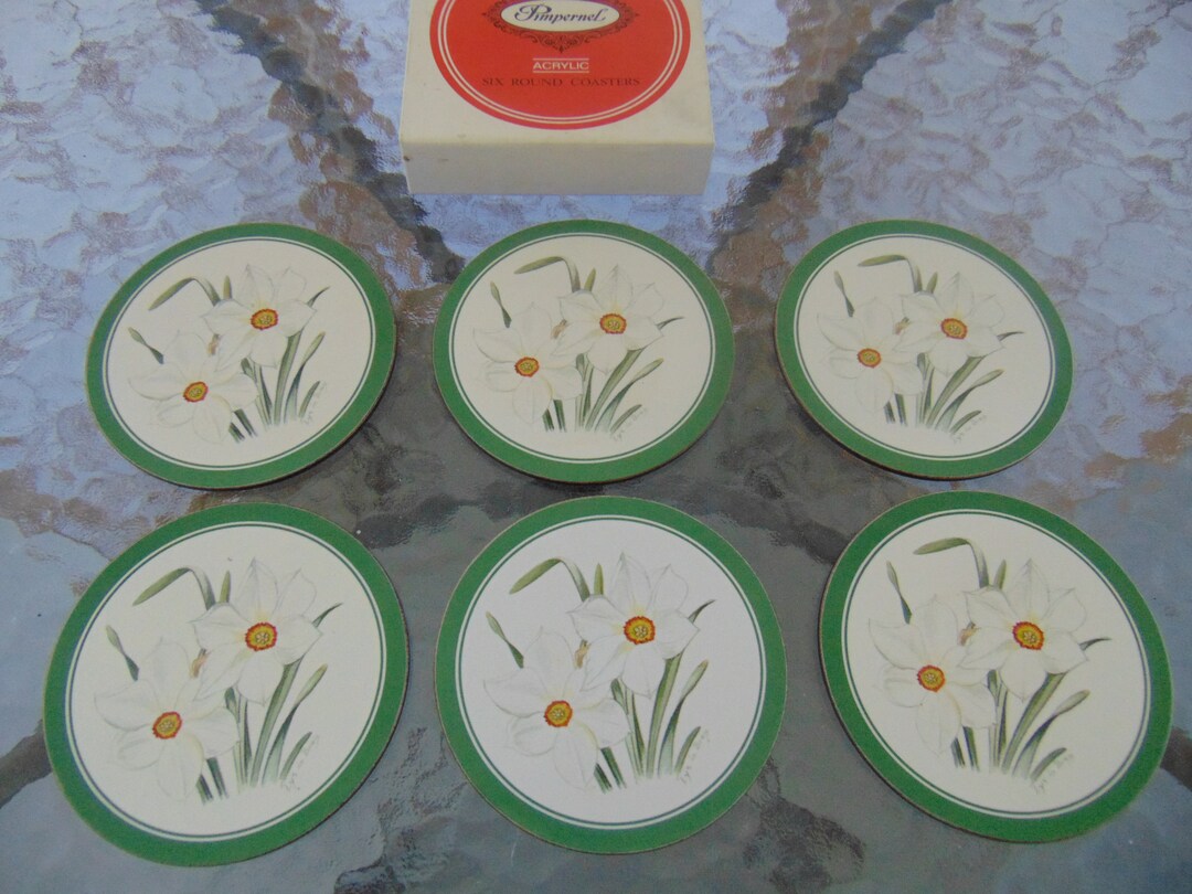 Pimpernel Six Round Acrylic Coasters Narcissus by Lys De Bray Etsy