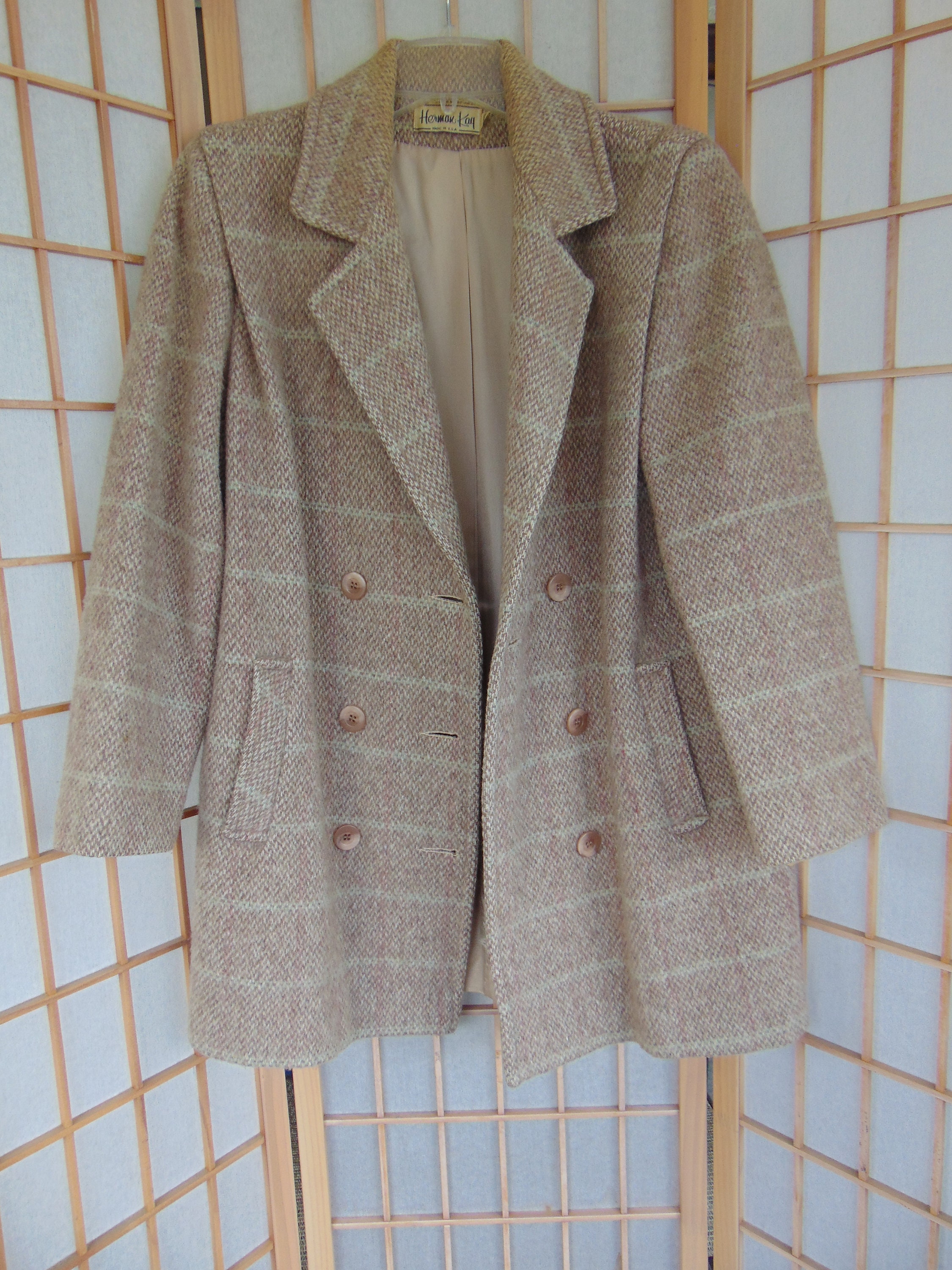 Double Breasted Herman Kay Tweed Wool Car Coat Ladies Size 10 - Etsy