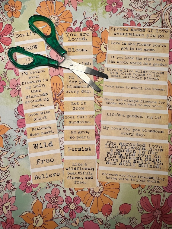 Junk journal Printed word quotes, sentiments, card phrases, scrap booking word embellishments, ephemera, collage paper , mixed media
