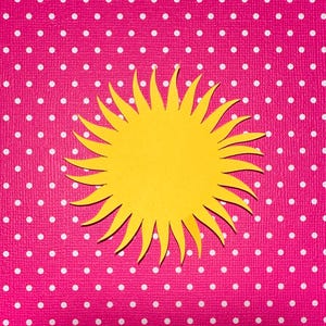 yellow Sun die cut, Die cut paper, paper crafting, scrapbooking embellishments, sunshine die cut, summer card supplies, beach sun cardstock