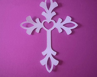 Cruz de papel troquelada, adorno religioso, recorte de papel cristiano, cruz de papel troquelada hecha a mano, álbum de recortes con acento de papel