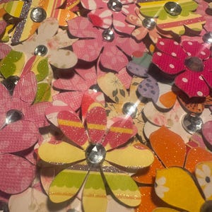 Pretty Paper flowers, scrapbooking, flower die cuts for cards, junk journal embellishments, paper crafting, boho mixed media supplies, Mini image 10