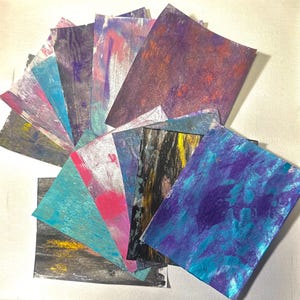 Gelli printed paper, collage assorted paper, junk journal embellishment, card making supplies ,mixed media collage,ephemera, handmade set 12