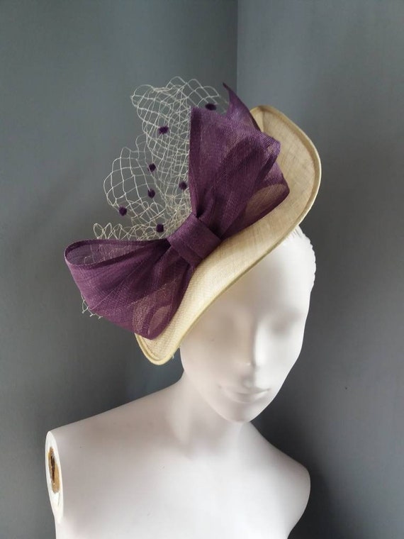 Dark Ivory an Purple Saucer Hat Royal 