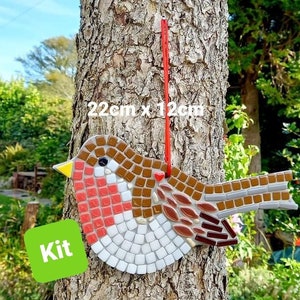 Robin Mosaic Craft Kit, in the UK, Make your own, Bird present, Robin Gifts, Garden DIY, Craft Kit for Adults, Christmas Craft Kit