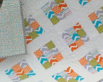 Modern Bright baby/Toddler Quilt and Play Mat