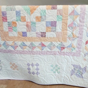 Pastel Traditional Handmade Quilt Twin Full Double