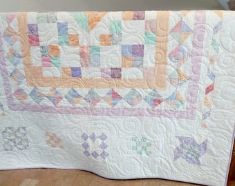 Pastel Traditional Handmade Quilt Twin Full Double