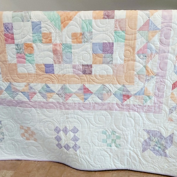 Pastel Traditional Handmade Quilt Twin Full Double