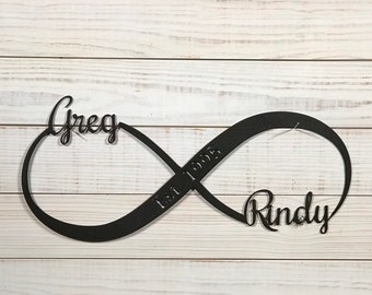 Infinity Sign, Family Established Name Sign, Unique Wedding Gift for Couple,