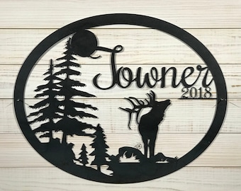Custom Elk Round WELCOME Sign 18/" Diameter Steel Hunting Metal Art House home