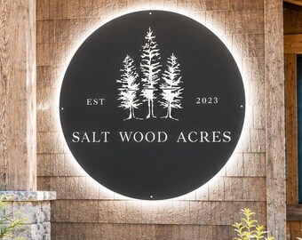 Backlit Cabin Sign, LED Lodge Name Wall Sign