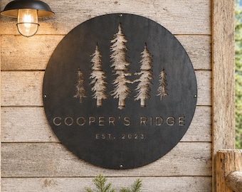 Custom Cabin Sign, Metal Lodge Name Wall Sign