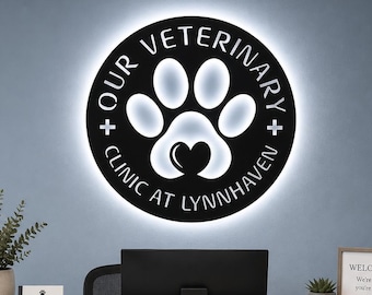 Backlit Vet Clinic Sign, LED Veterinary Office Logo