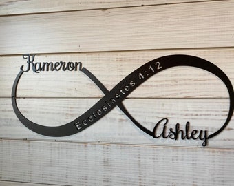 Infinity Metal Sign, Personalized Gift, Unique Wedding Gift for Couple, Sister in Law Wedding Gift