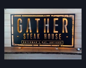 Personalized Backlit LED Business Sign: Custom Logo Metal Office Space Decor