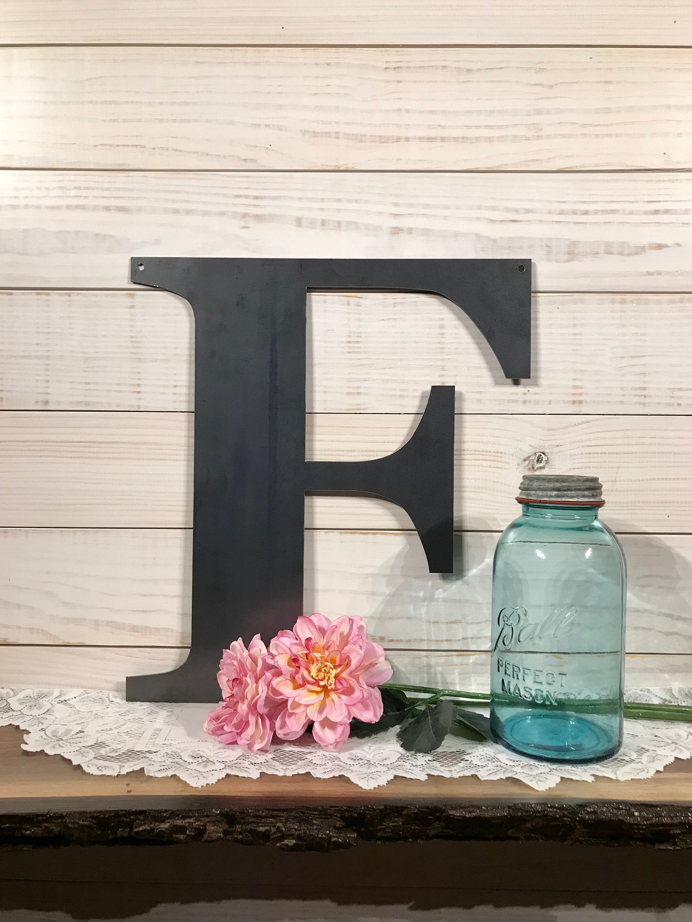 Rustic Metal Sign Modern Farmhouse Decor Metal Wall Art 20 inch Large Metal Letter