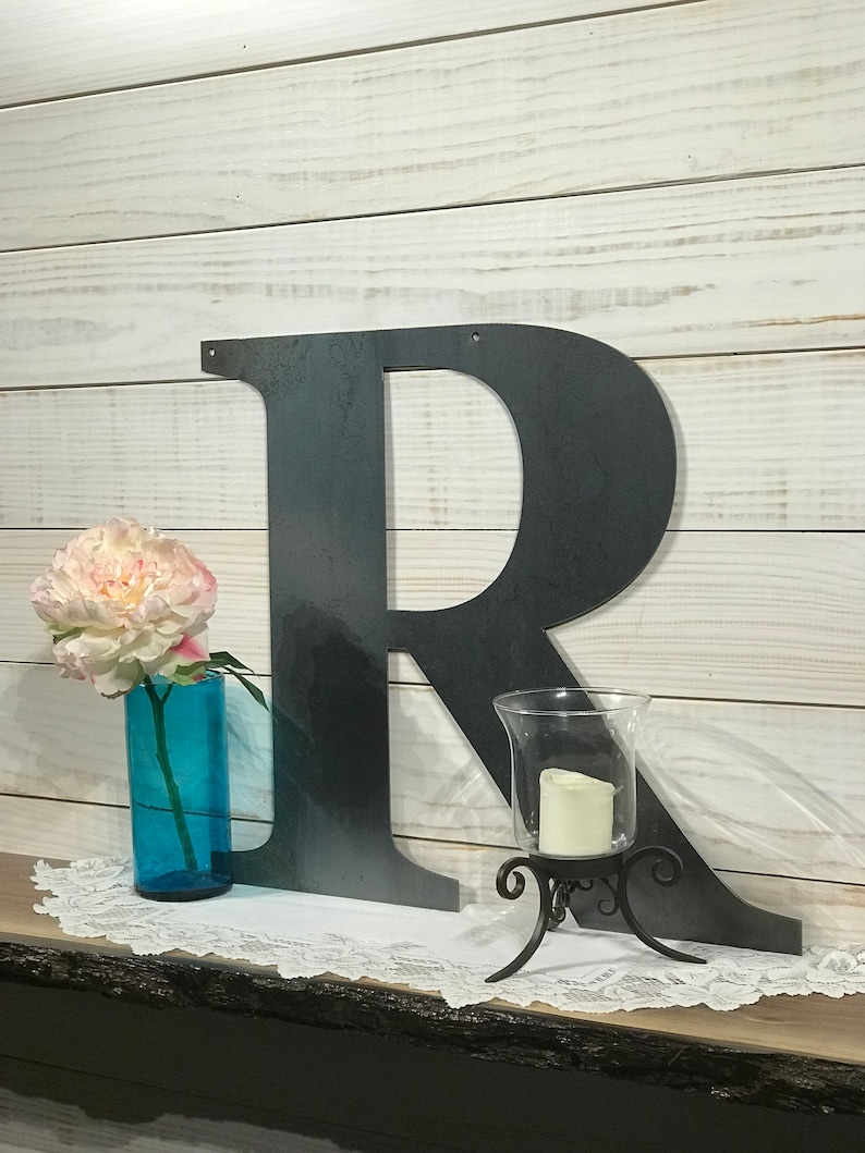 Large Metal Letter R Rustic Metal Sign Metal Wall Art Etsy