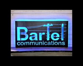 Custom Backlit LED Business Logo Sign: Metal Office Decor