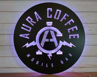 Custom LED Business Logo Sign: Backlit Metal Wall Decor