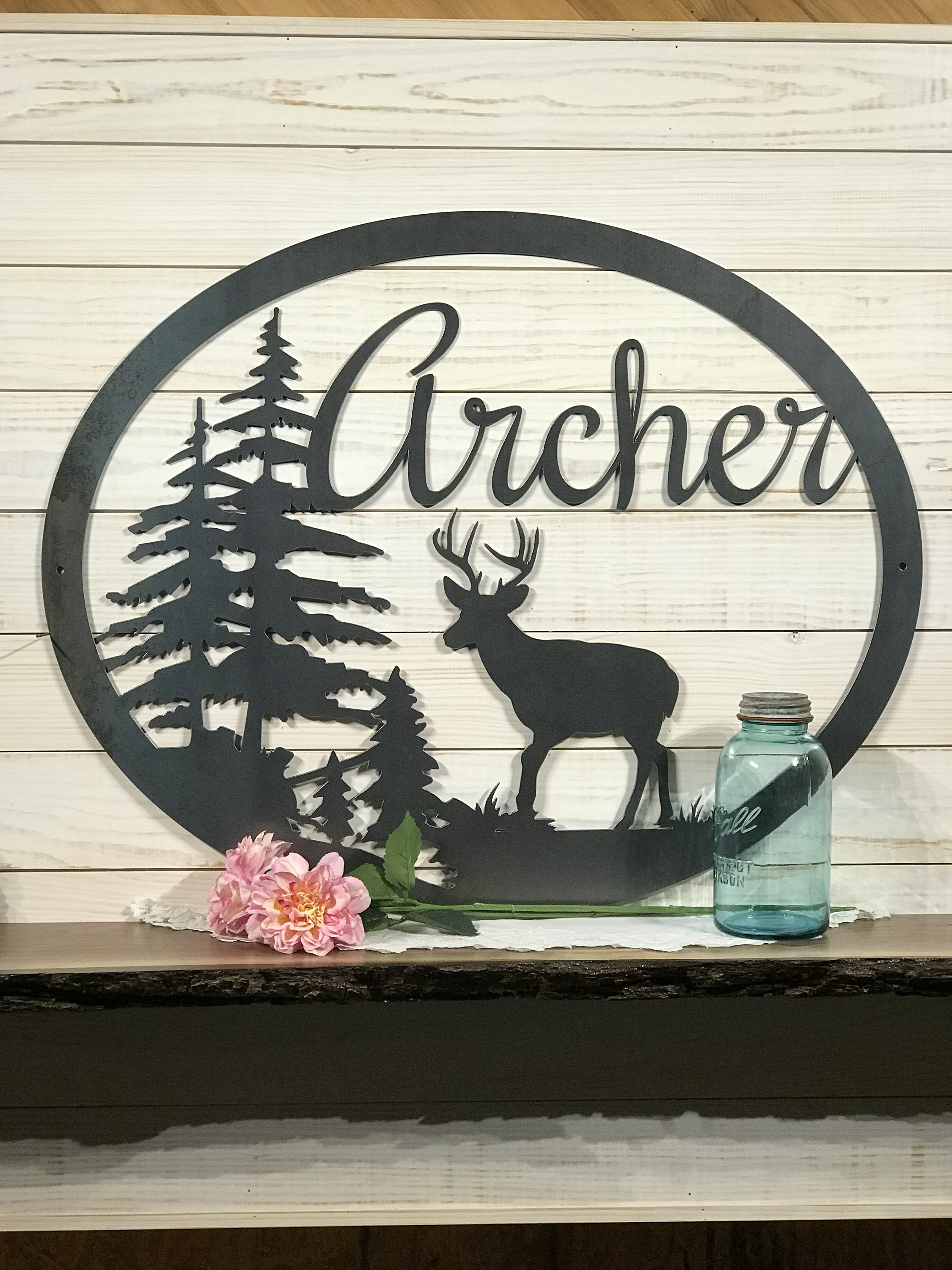 Personalized Last Name Metal Deer Sign Deer Hunter Gift 36 Etsy