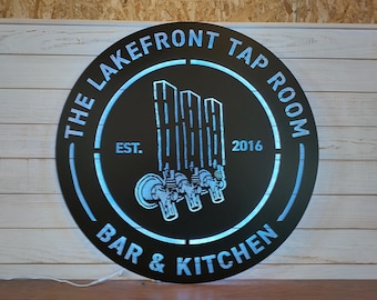 Custom LED Bar Sign: Personalized Backlit Metal Logo for Pubs & Lounges