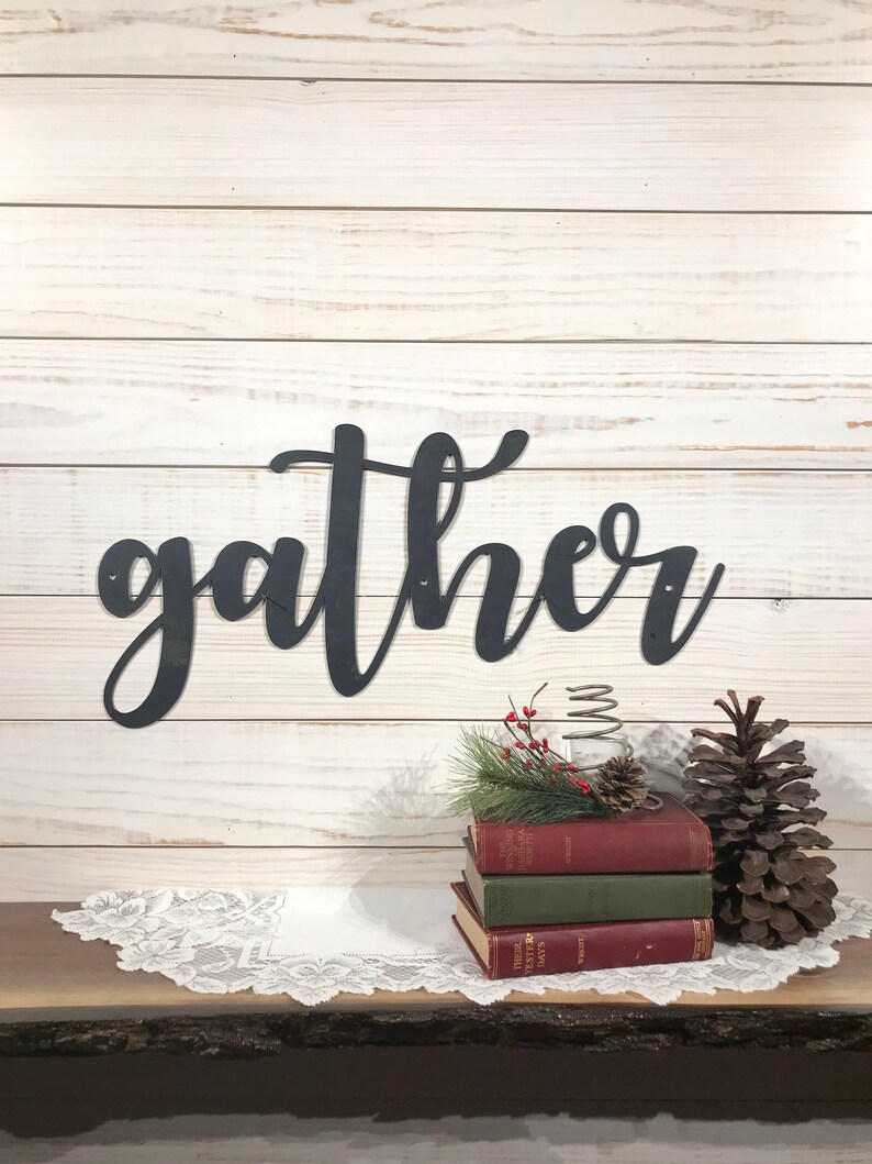 Large Metal Gather Sign Metal Wall Words Metal Wall Decor