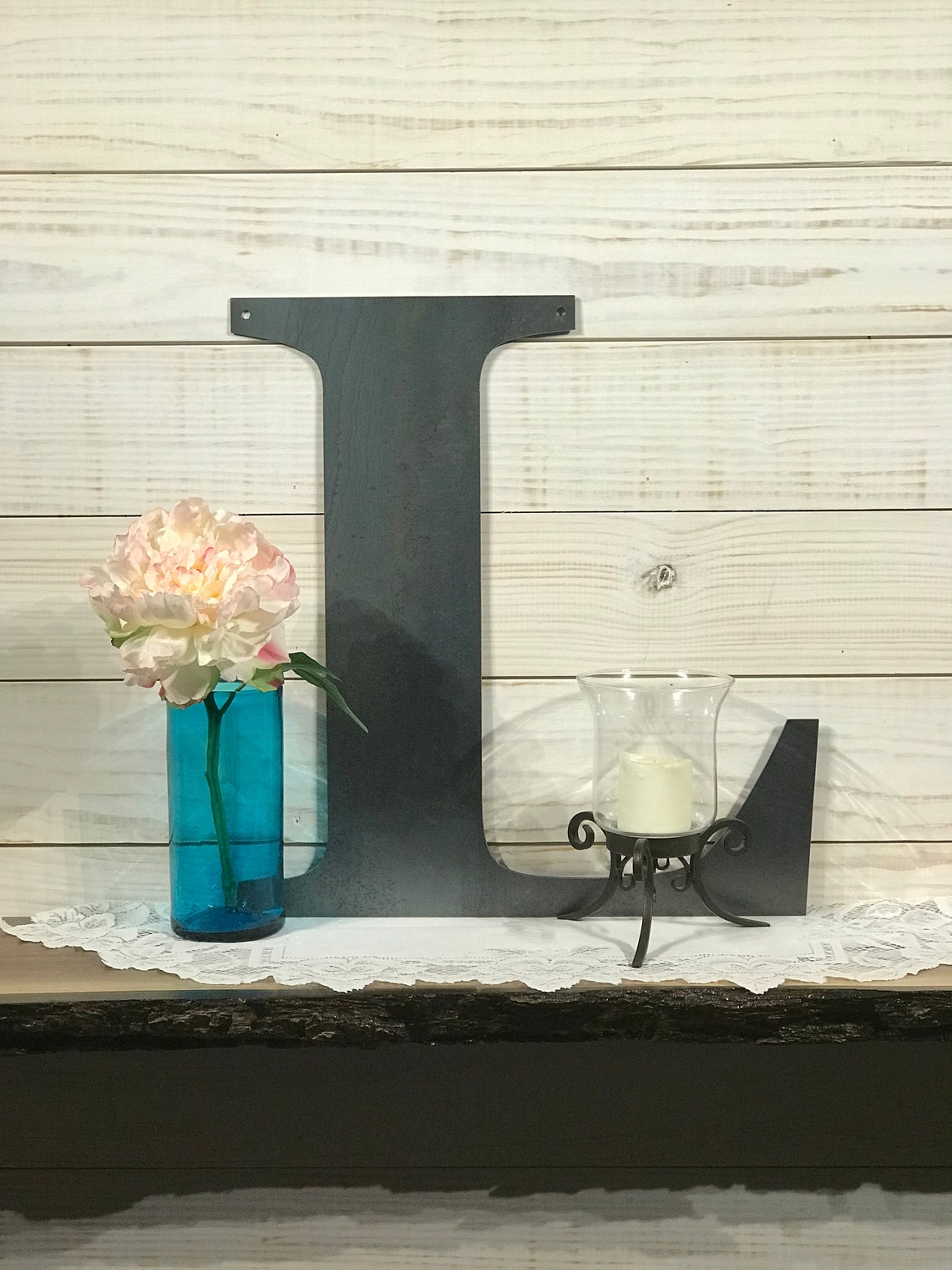 Large Metal Letter L Rustic Metal Sign Metal Wall Art Etsy