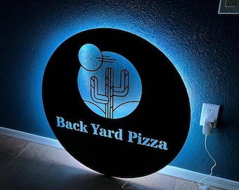 Custom LED Pizza Shop Sign: Backlit Metal Logo for Pizzerias