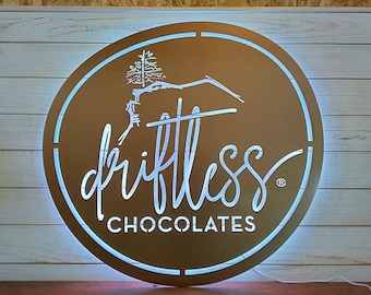 Custom LED Business Logo Sign: Backlit Metal Circle Shop Window