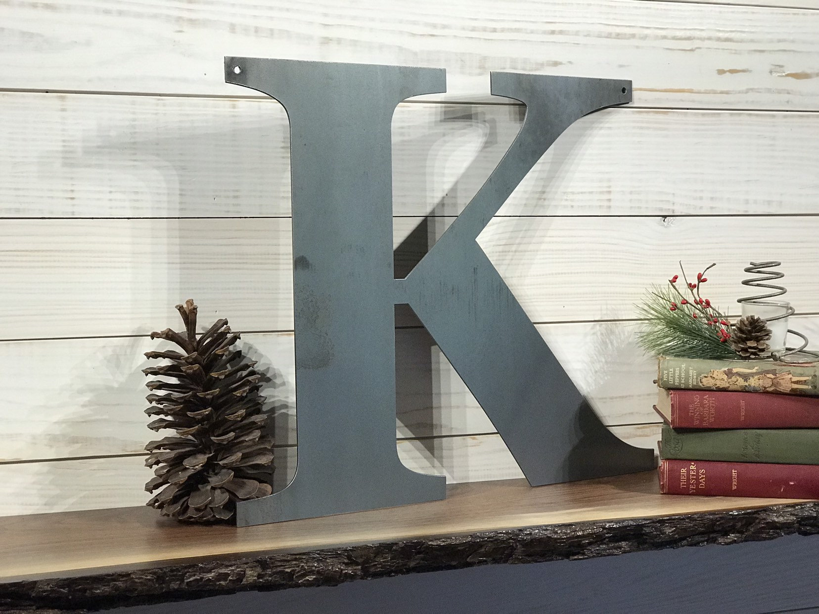 Large Metal Letter K Rustic Metal Sign Metal Wall Art Etsy
