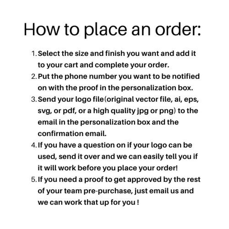 instructions on how to place the order
