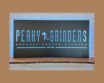 Custom Backlit LED Business Logo Sign: Metal Art, Color Changing Lights